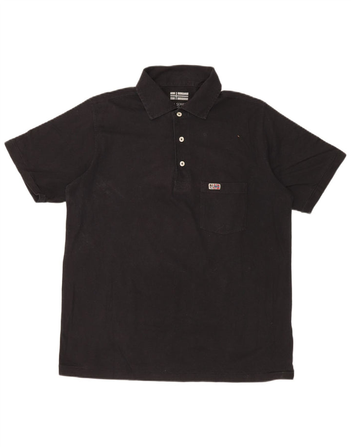 Camisa polo masculina NAPAPIJRI pequena de algodão preto