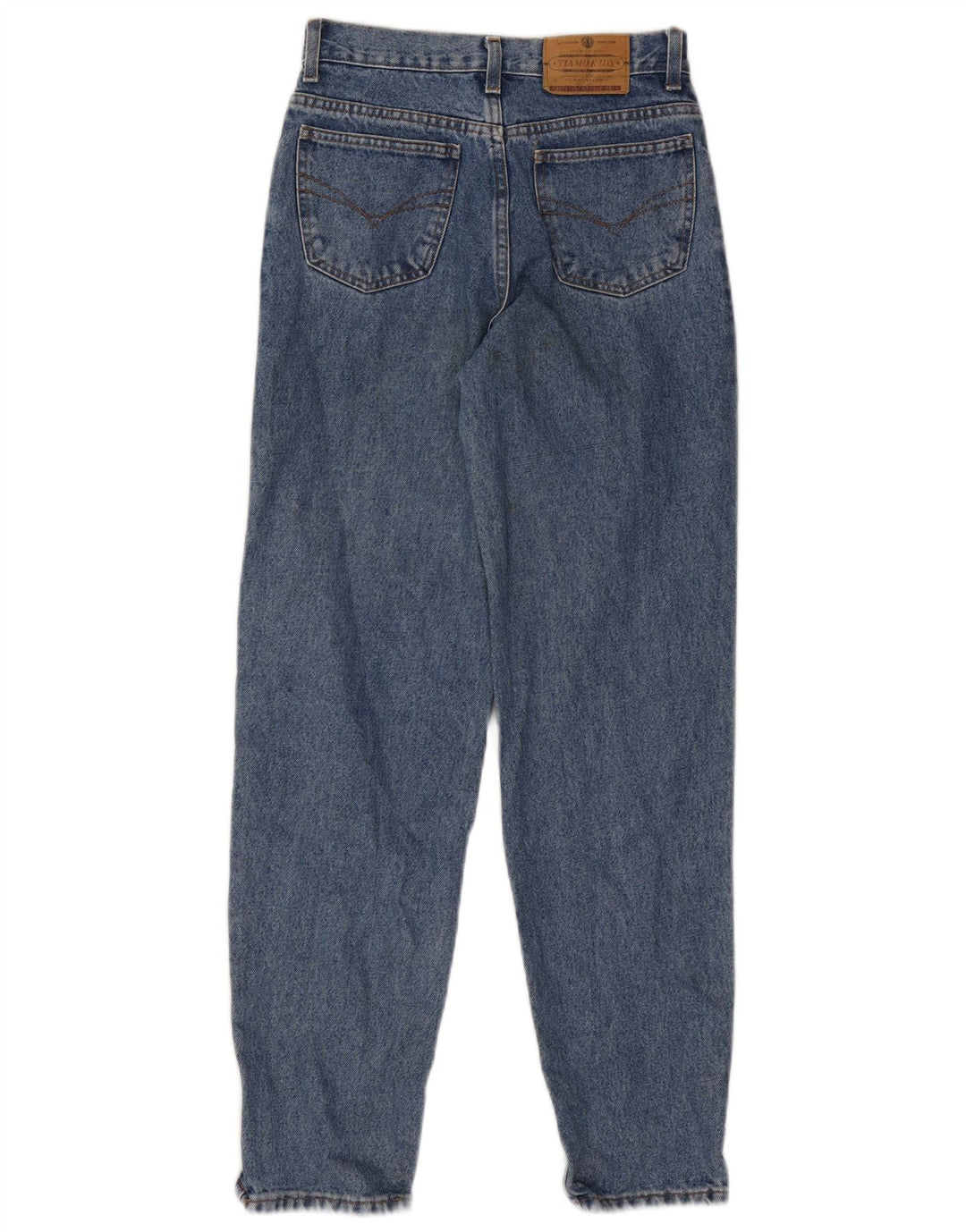 Jeans cônicos femininos vintage W26 L29 azul