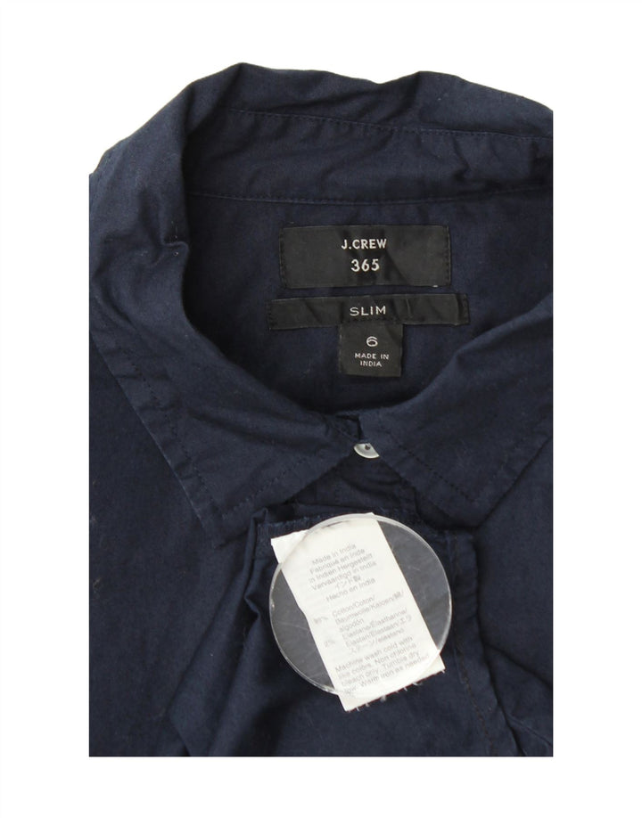 J. Crew Camisa Feminina 365 Slim EUA 6 Médio Algodão Azul Marinho