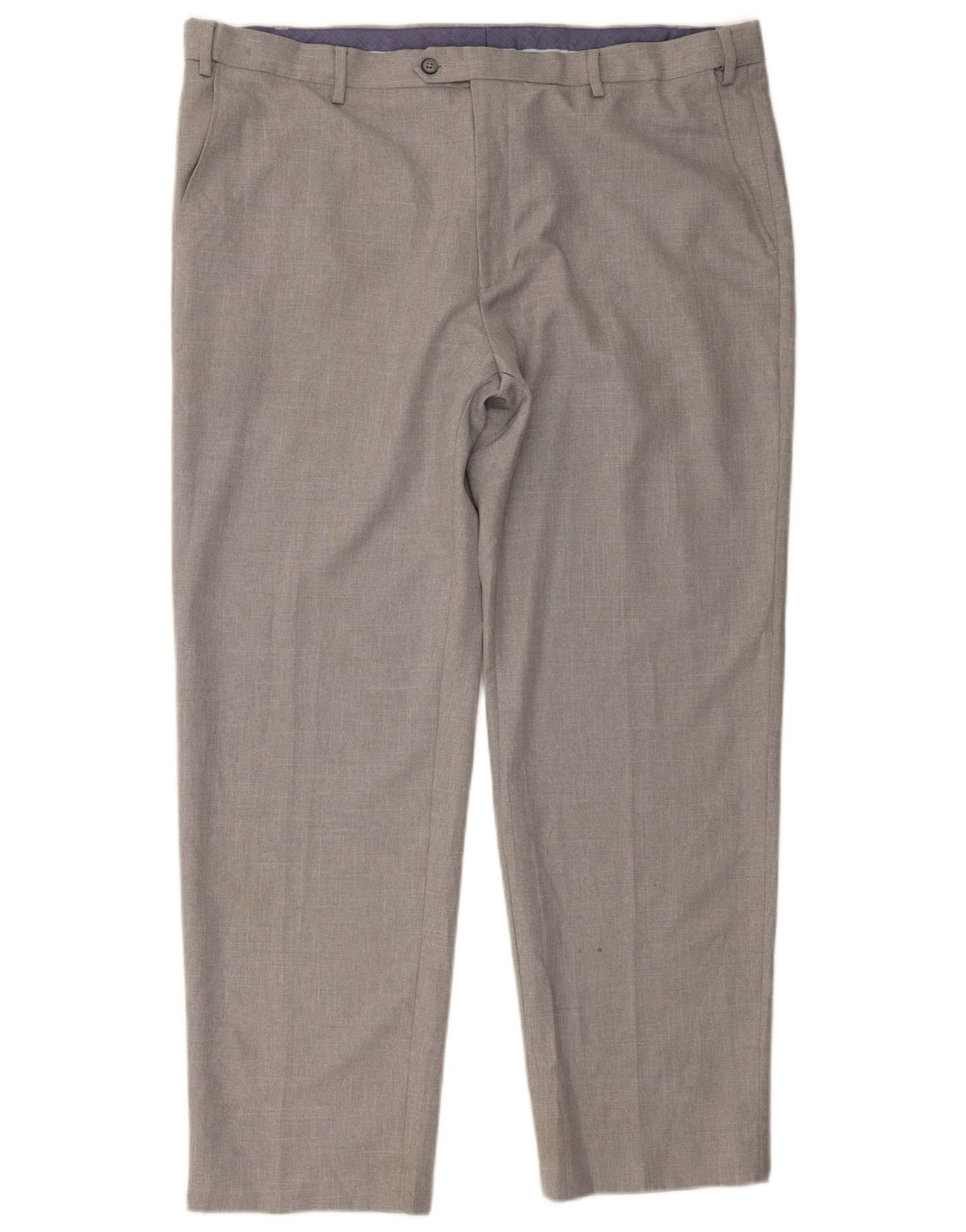 Calça masculina de terno regular Marks & Spencer W42 L31 poliéster cinza