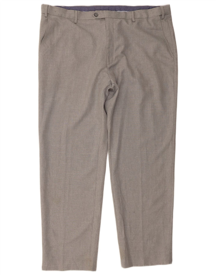 Calça masculina de terno regular Marks & Spencer W42 L31 poliéster cinza