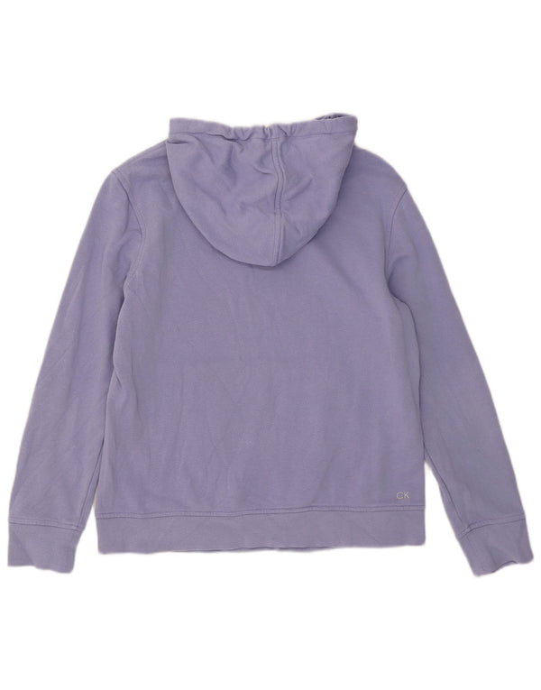Suéter com capuz gráfico feminino Calvin Klein UK 14 médio roxo