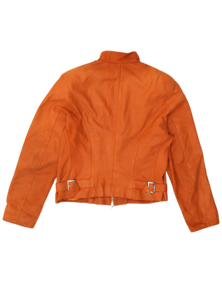 Jaqueta de couro vintage feminina IT 44 couro laranja médio