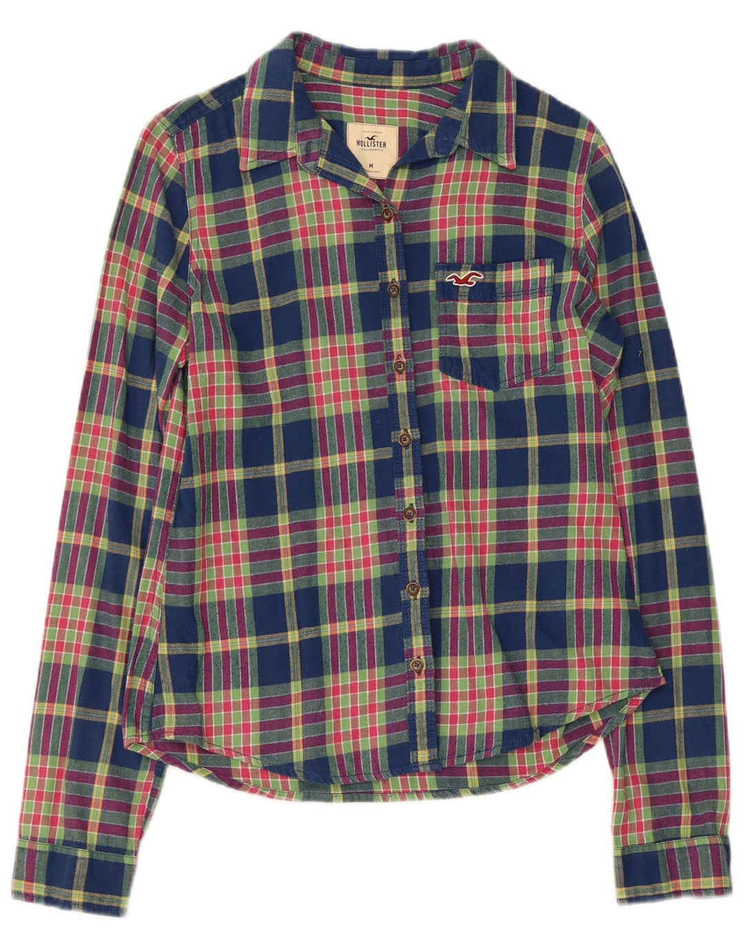 Camisa feminina de flanela HOLLISTER Reino Unido 12 algodão xadrez médio multicolorido