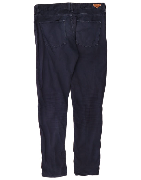 Zara Mens Slim Calça Casual EU 46 XL W36 L34 Azul Marinho Algodão