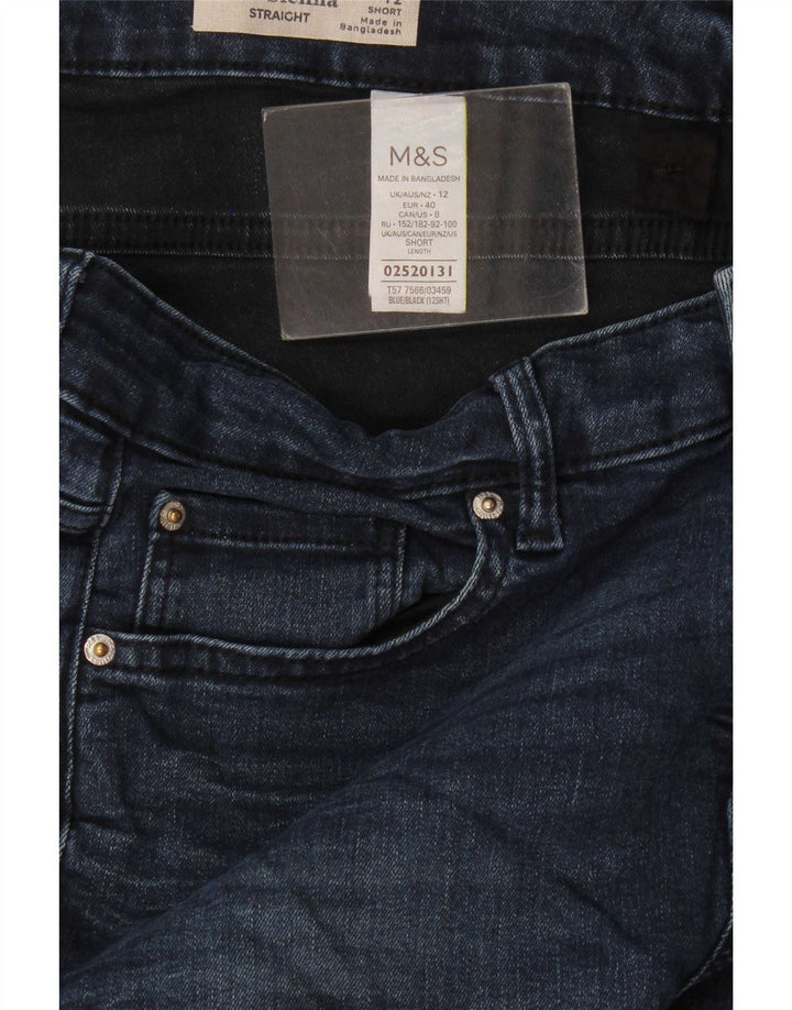 Jeans retos femininos Marks & Spencer UK 12 médio W30 L28 azul marinho