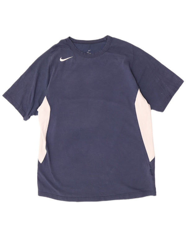 Camiseta masculina Nike Top UK 42/44 grande azul marinho colorblock algodão