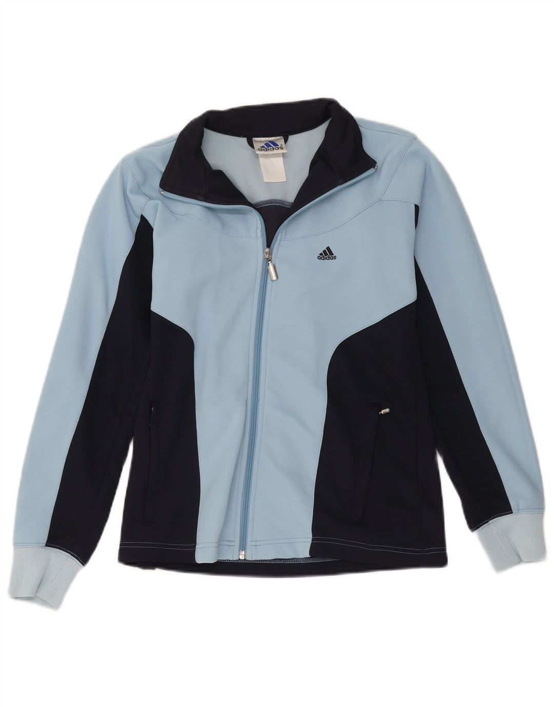 Adidas Womens Tracksuit Top Jacket UK 12 Médio Azul Marinho Colourblock