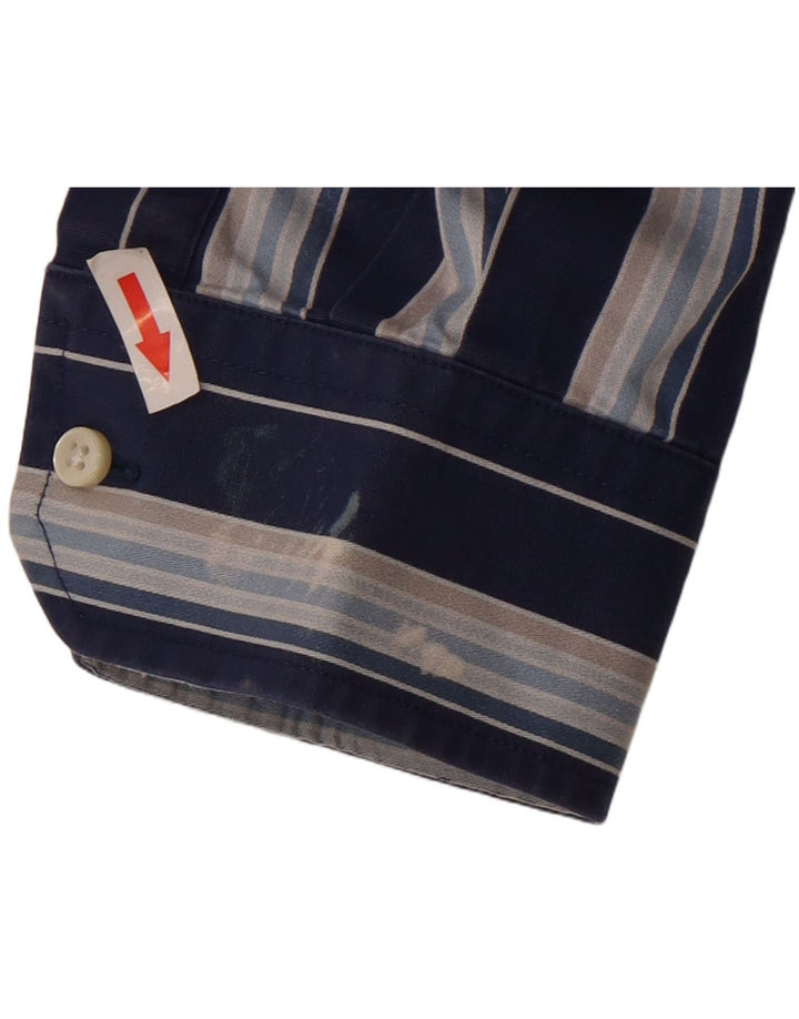 Camisa masculina TOMMY HILFIGER grande algodão listrado azul marinho