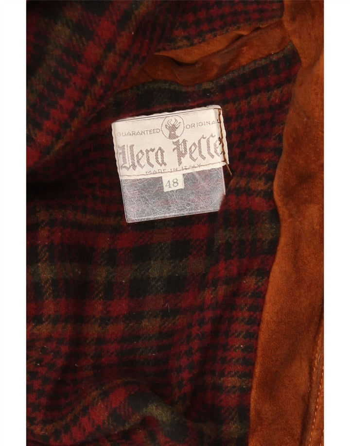 Jaqueta de couro masculina vintage IT 48 couro marrom médio