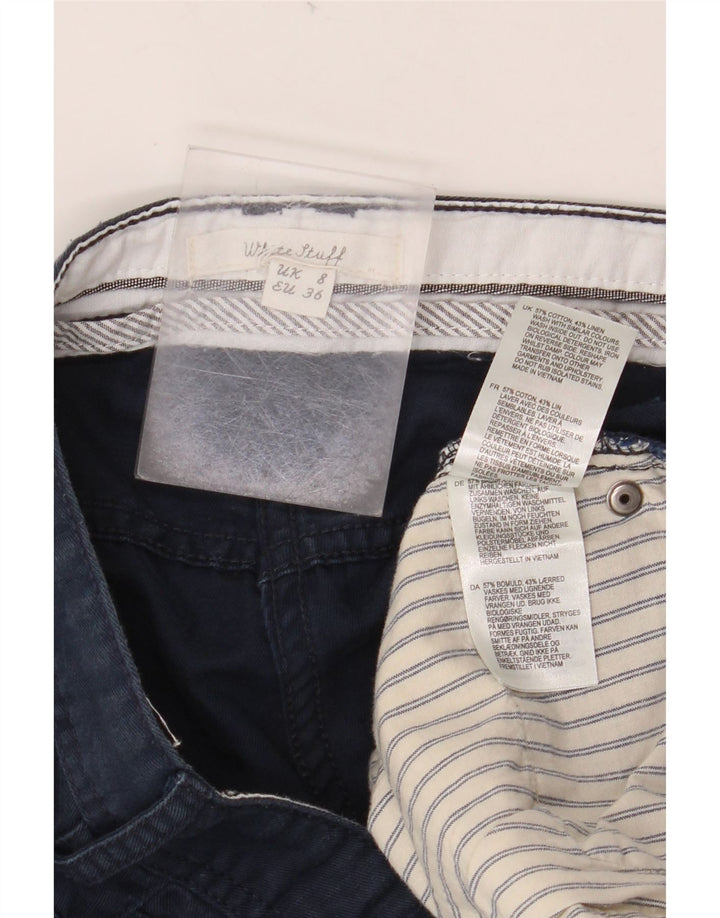 WHITE STUFF Shorts feminino casual UK 8 pequeno W32 algodão azul marinho