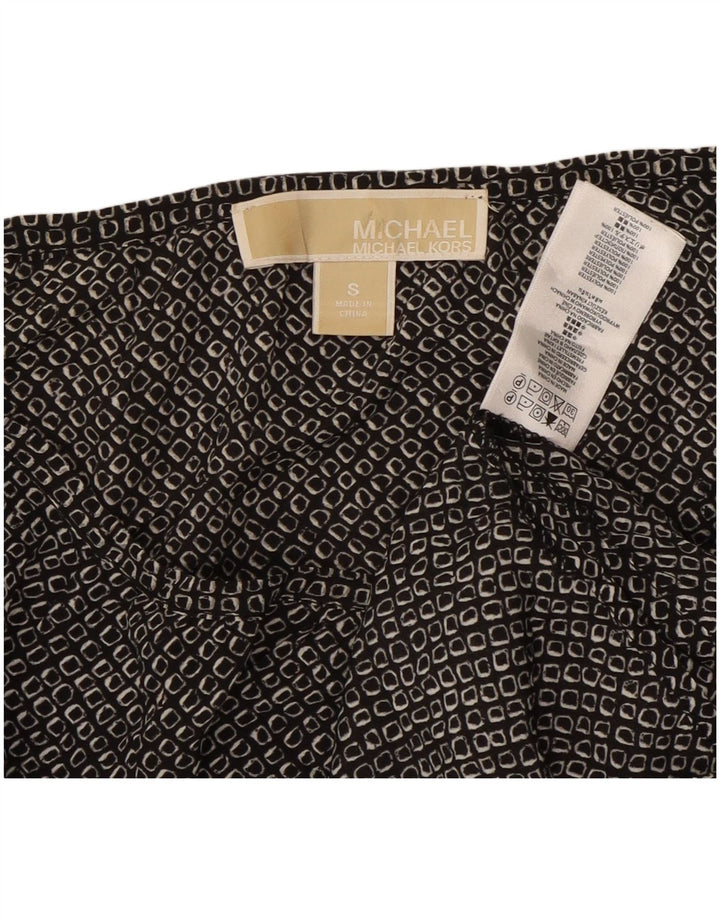 MICHAEL KORS Top feminino manga 3/4 Reino Unido 10 pequeno poliéster geométrico preto