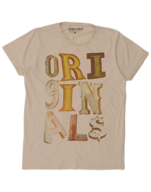 Camiseta gráfica masculina Jack & Jones grande algodão branco
