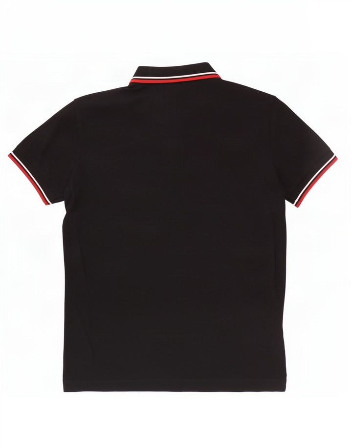 Camisa polo masculina Calvin Klein pequena listrada preta de algodão