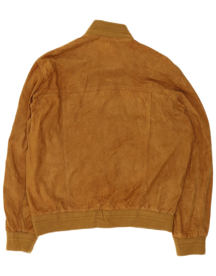 Jaqueta bomber masculina vintage de camurça IT 54 2XL couro marrom