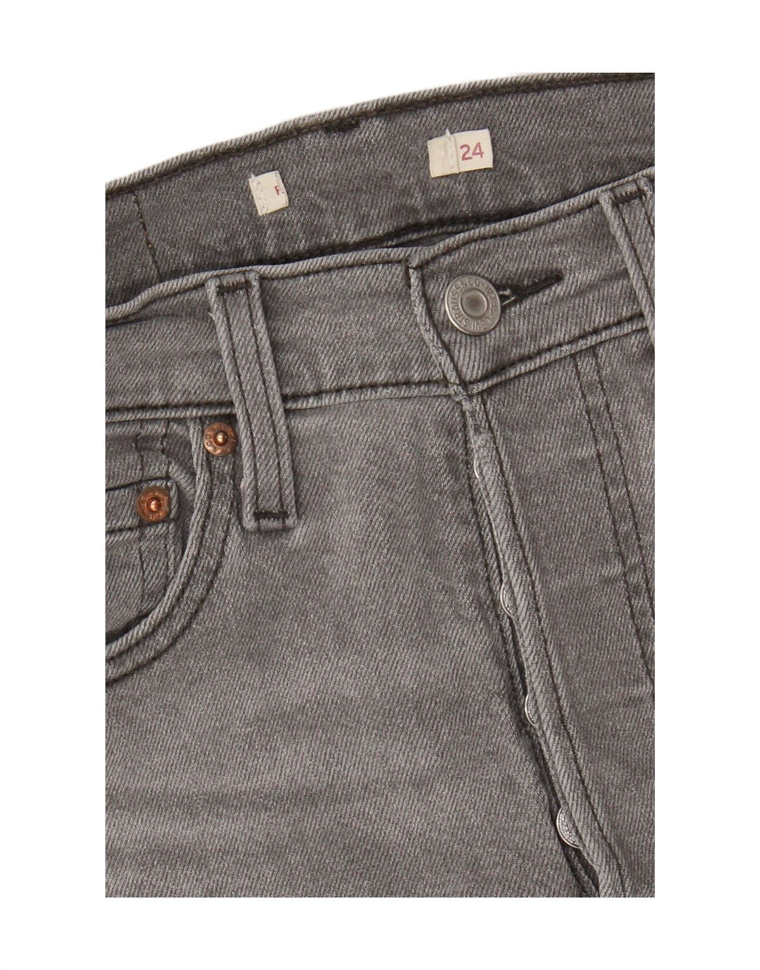 Calça jeans feminina de cintura alta com perna larga LEVI'S W24 L27 cinza