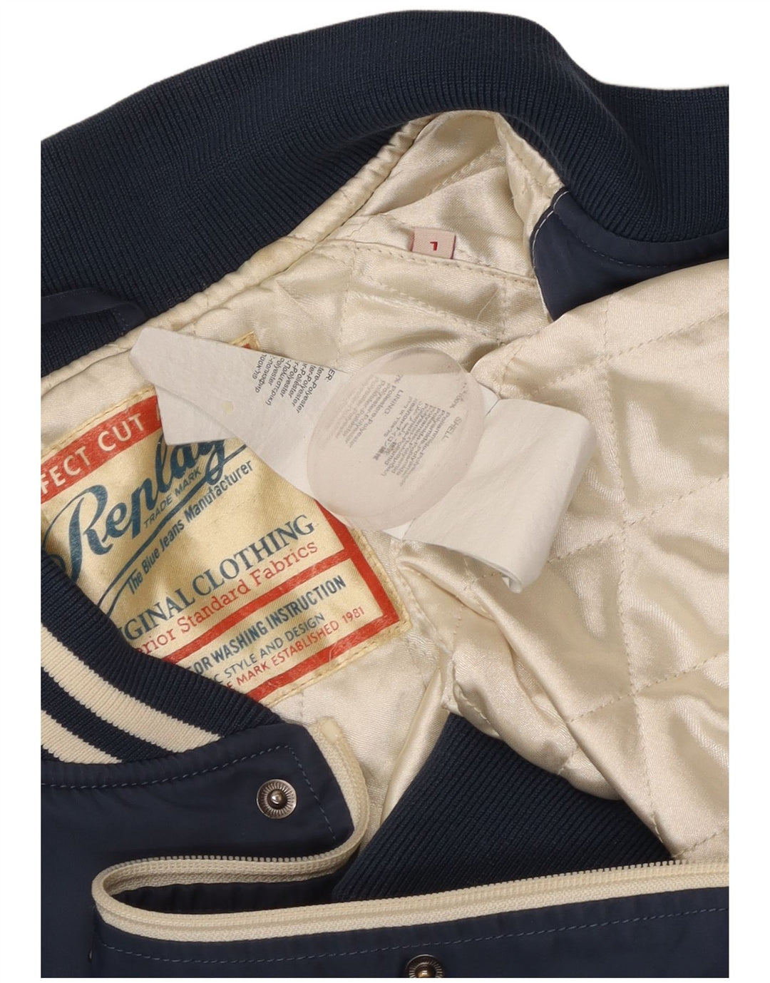 Jaqueta masculina Replay Graphic Varsity UK 40 grande bloco colorido azul marinho