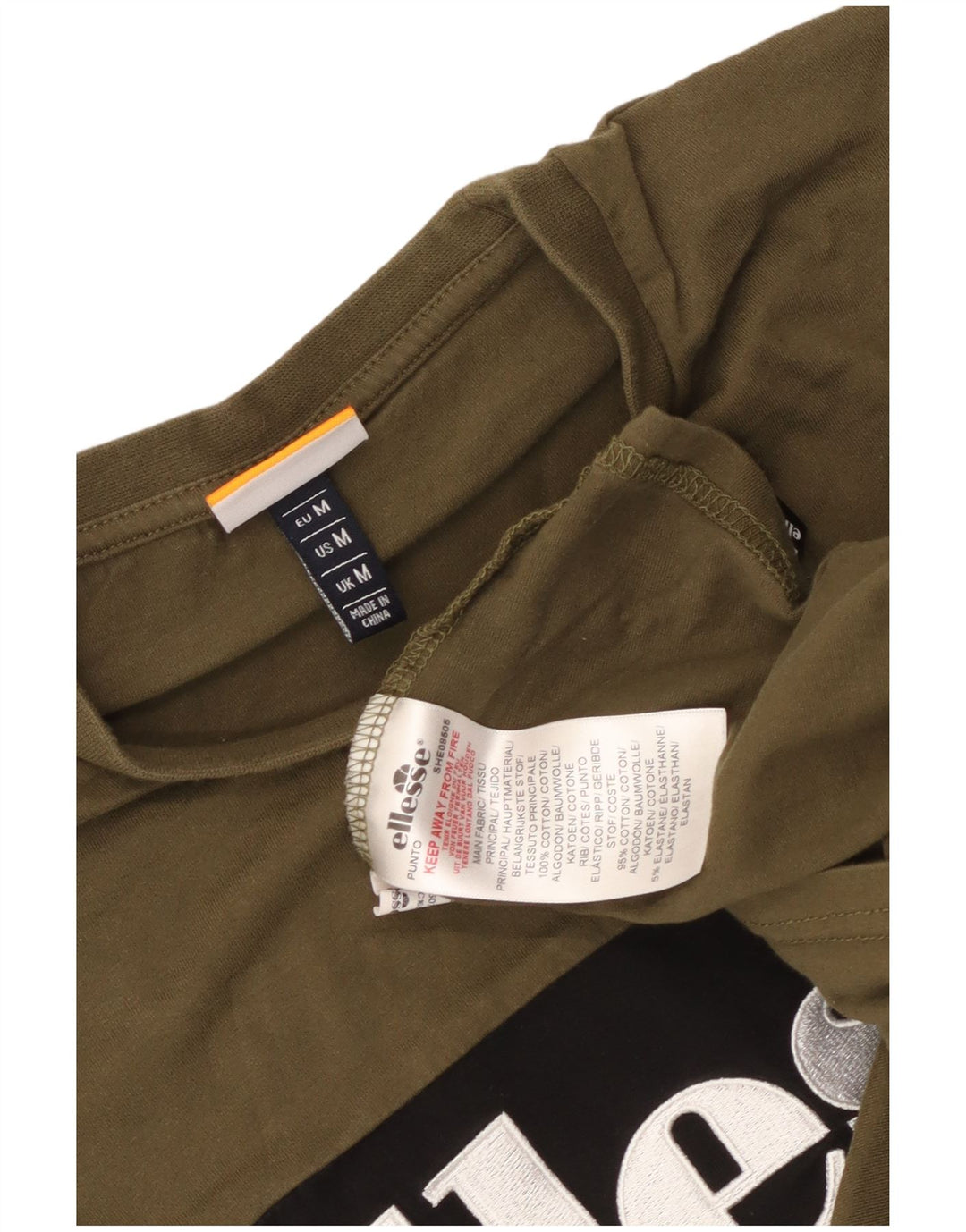 Ellesse Camiseta masculina gráfica Top médio cáqui algodão colorblock
