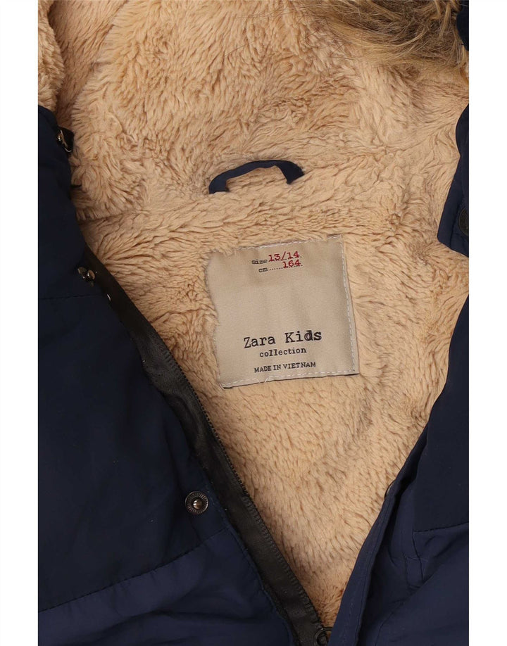 Casaco acolchoado Sherpa com capuz Zara Boys 13-14 anos azul