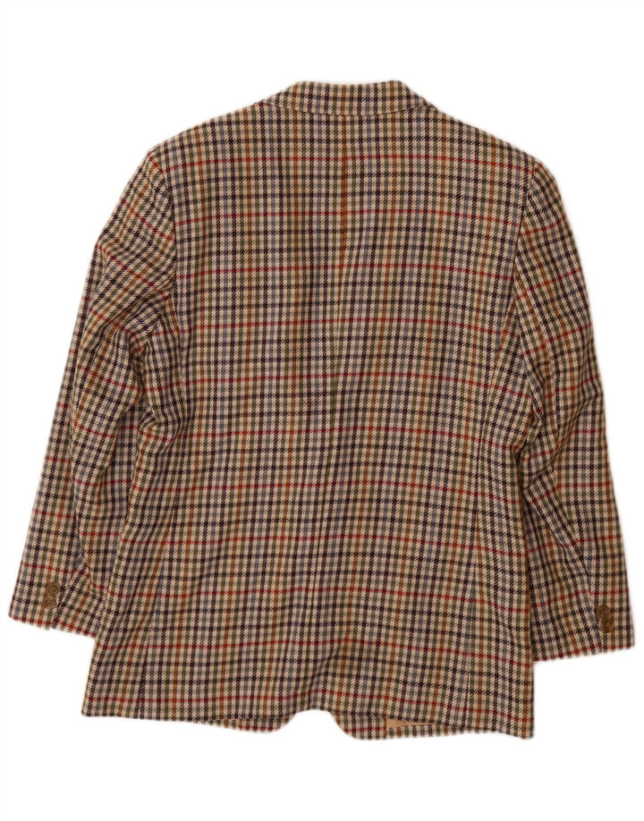 Jaqueta blazer feminina DAKS com ajuste solto e 2 botões Reino Unido 10 pequeno houndstooth bege
