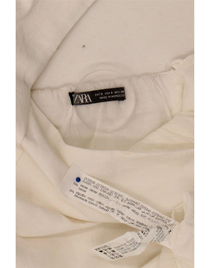 Vestido bainha feminino Zara Reino Unido 8 pequeno viscose branca