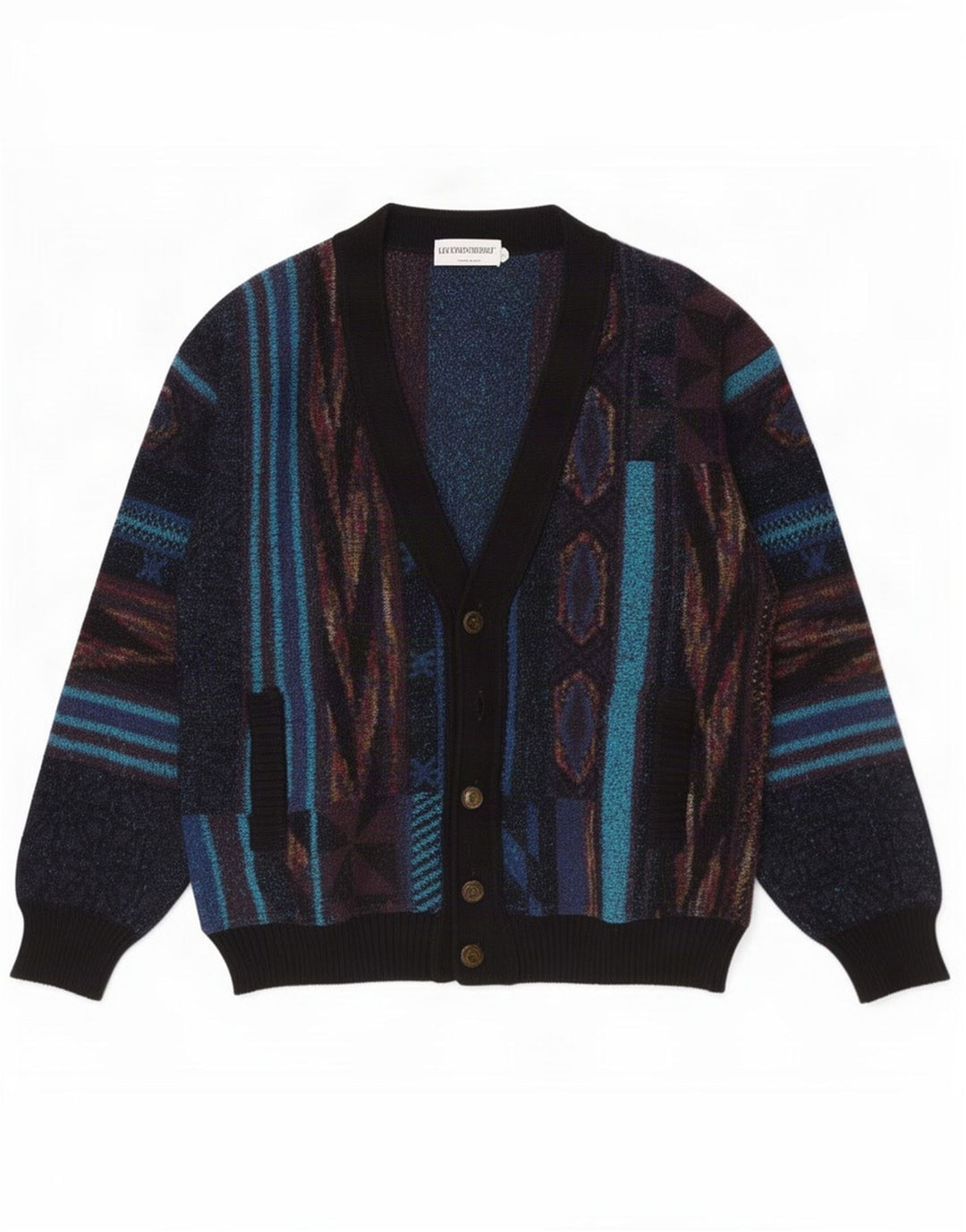 Suéter cardigã masculino Luciano Chiari IT 48 médio multicolorido geométrico