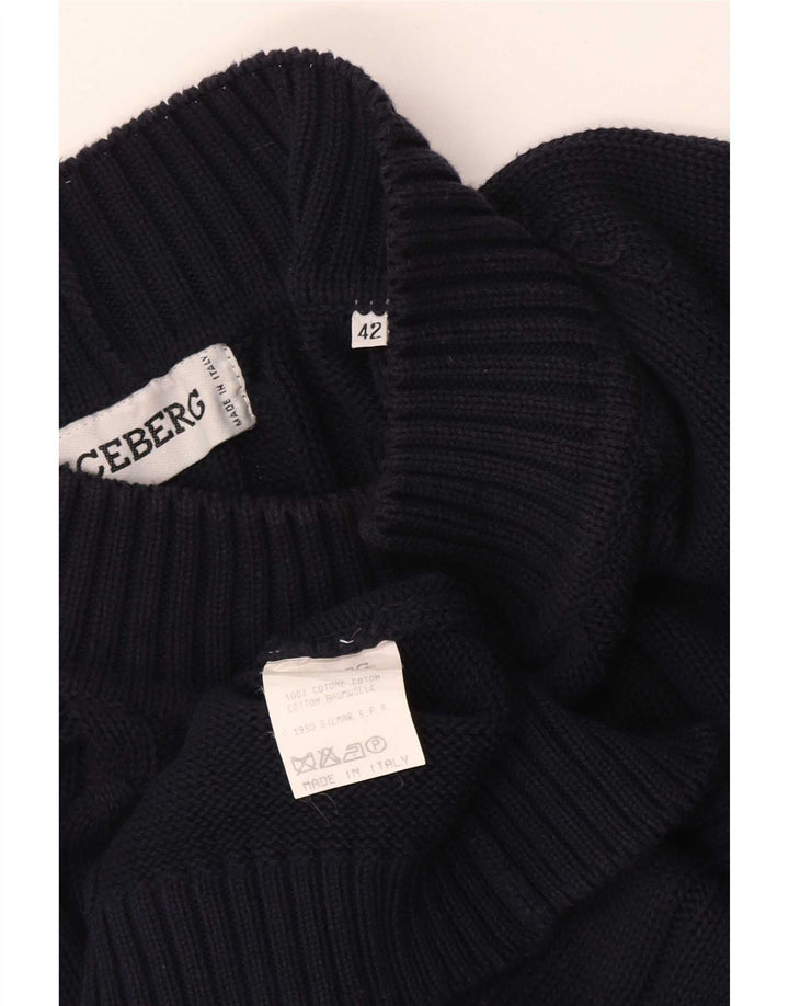 Suéter feminino Iceberg com gola tartaruga IT 42 algodão azul marinho médio
