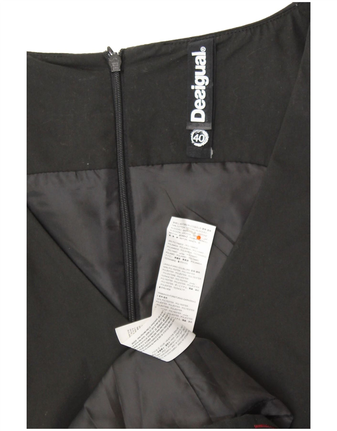 DESIGUAL Vestido feminino sem mangas com bainha UE 40 médio preto floral algodão