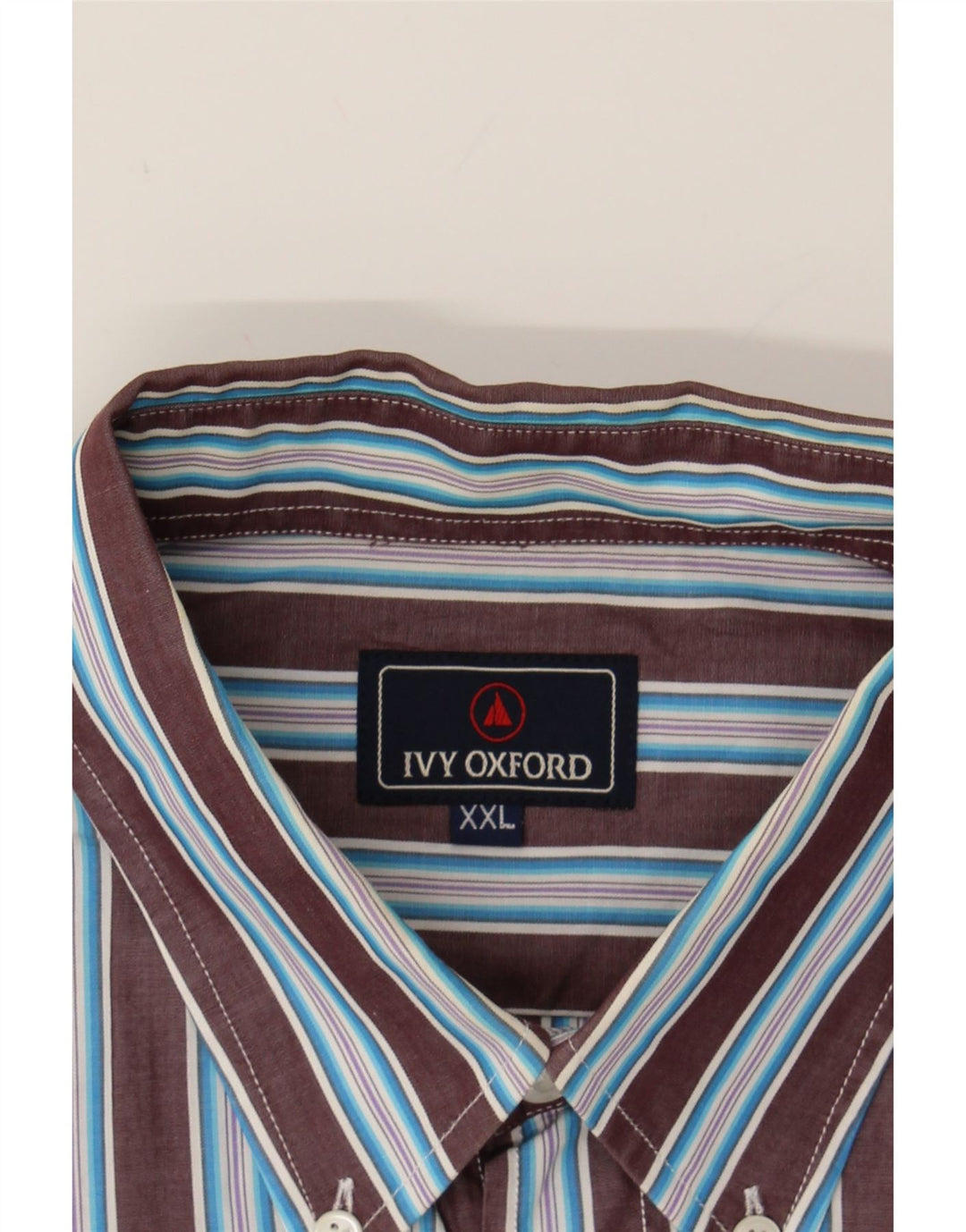 IVY OXFORD Mens Shirt 2XL Brown Striped Cotton Vintage Ivy Oxford and Second-Hand Ivy Oxford from Messina Hembry 