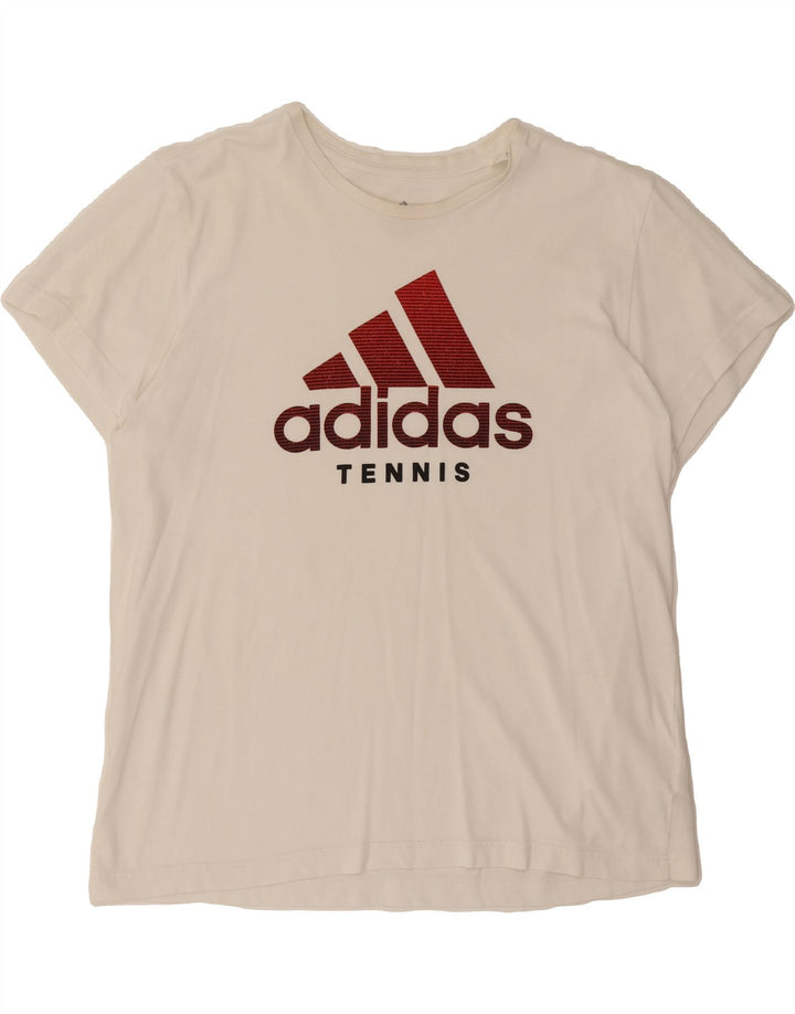 ADIDAS Mens Climalite Graphic T-Shirt Top Large White Cotton Vintage Adidas and Second-Hand Adidas from Messina Hembry 