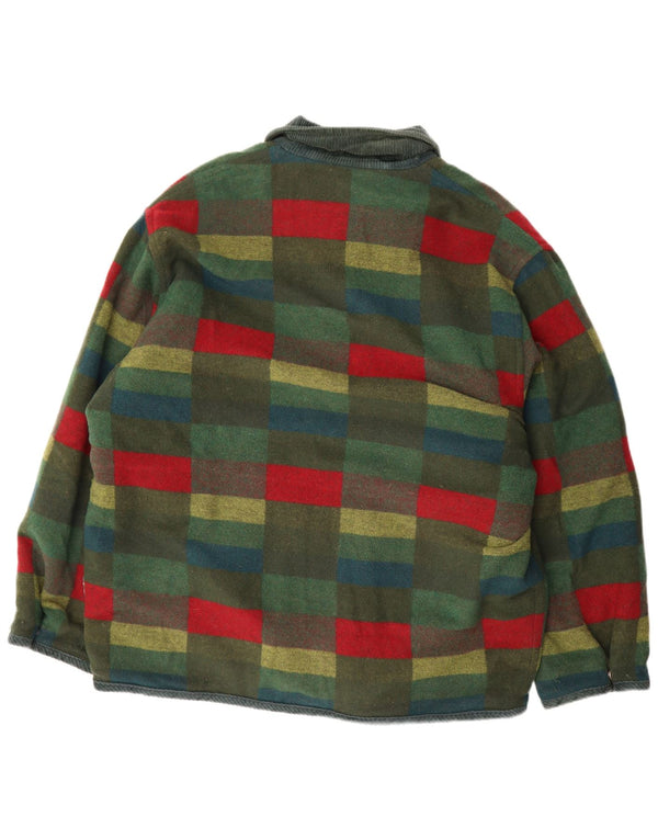 Jaqueta vintage masculina reversível UK 44 2XL verde xadrez