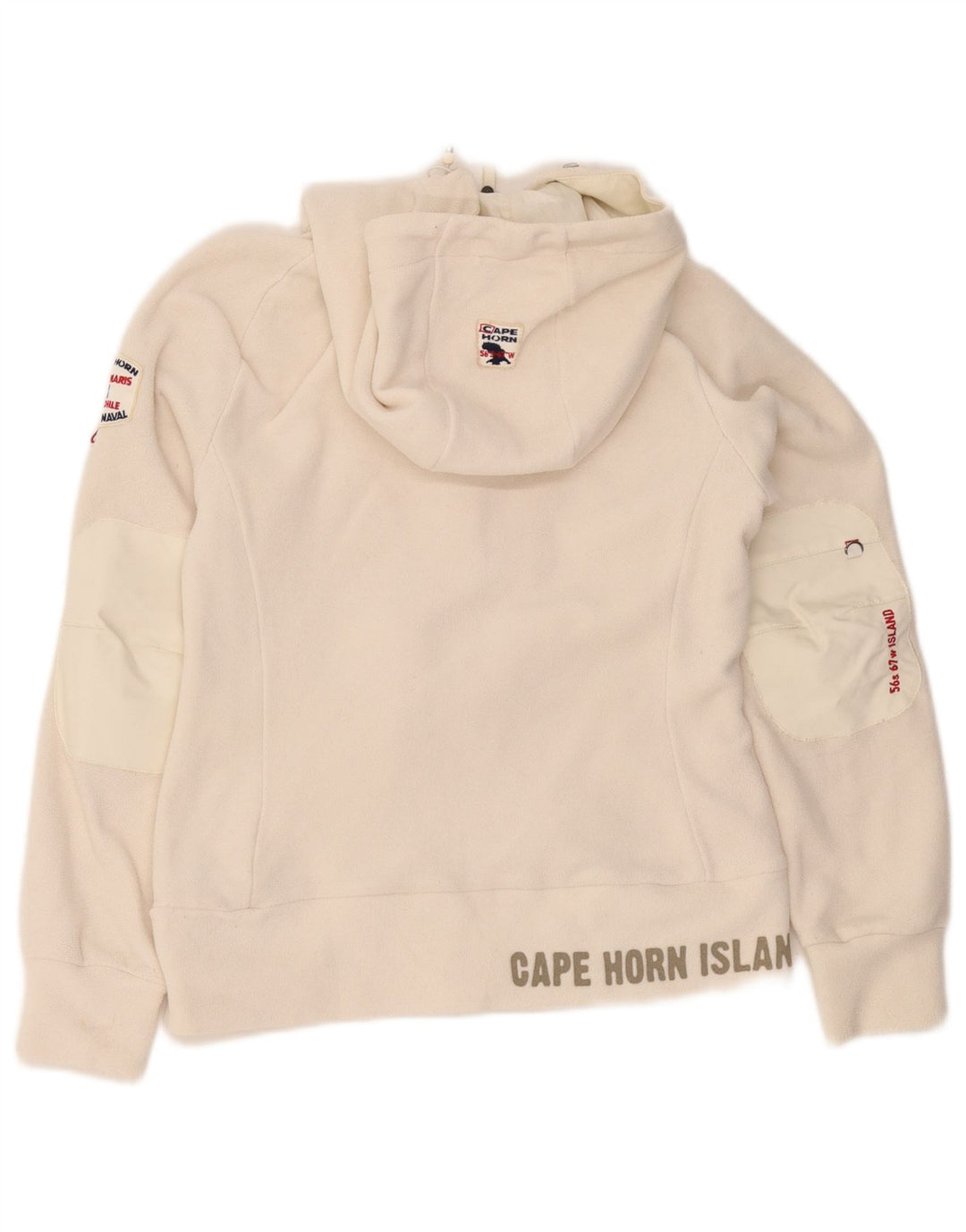 Jaqueta de lã com capuz feminina Cape Horn UK 10 pequena branca