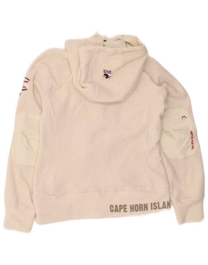 Jaqueta de lã com capuz feminina Cape Horn UK 10 pequena branca