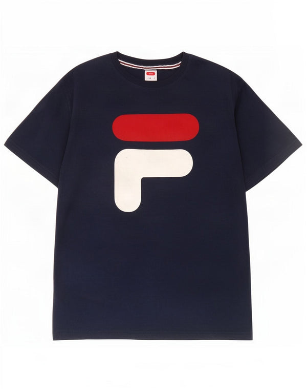Camiseta masculina Fila Tennis Graphic Top pequeno algodão azul marinho