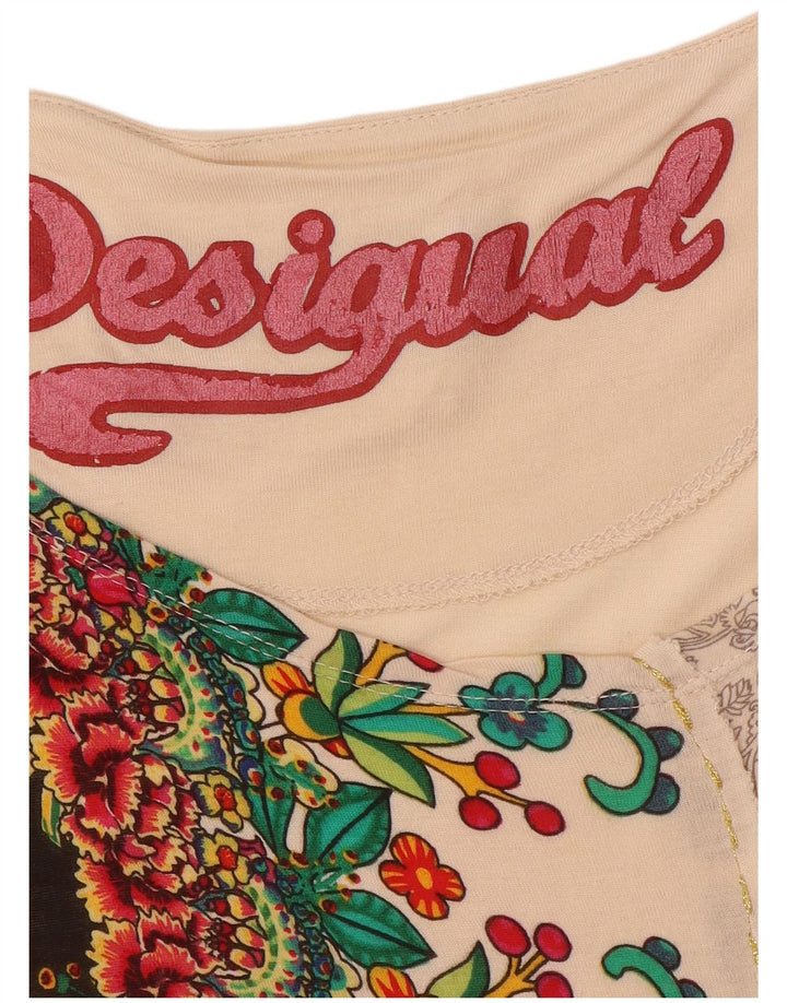 Blusa Batwing feminina Desigual Top UK 12 Médio Off White Floral