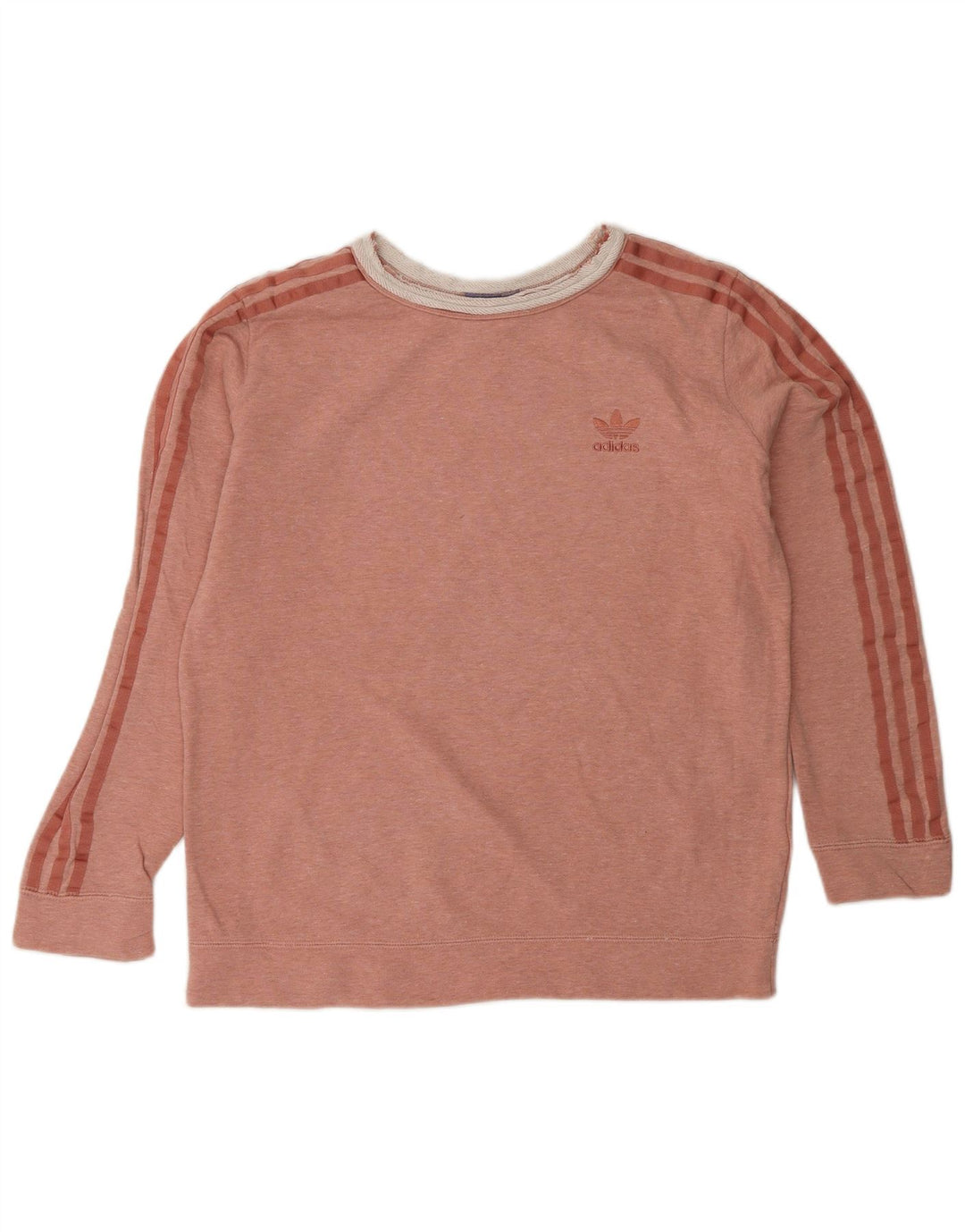 ADIDAS Womens Sweatshirt Jumper UK 14 Medium Pink Flecked Cotton Vintage Adidas and Second-Hand Adidas from Messina Hembry 