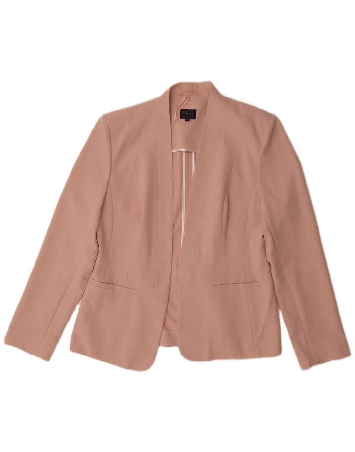 Jaqueta Blazer aberta feminina Marks & Spencer Reino Unido 12 poliéster rosa médio