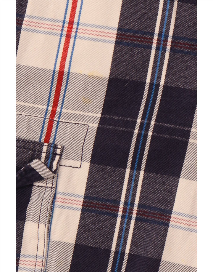 CREW CLOTHING Shorts cargo masculino médio W32 algodão xadrez azul marinho