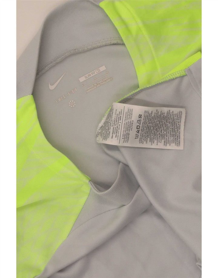 Camiseta masculina Nike Dri Fit Slim Top grande cinza colorblock poliéster