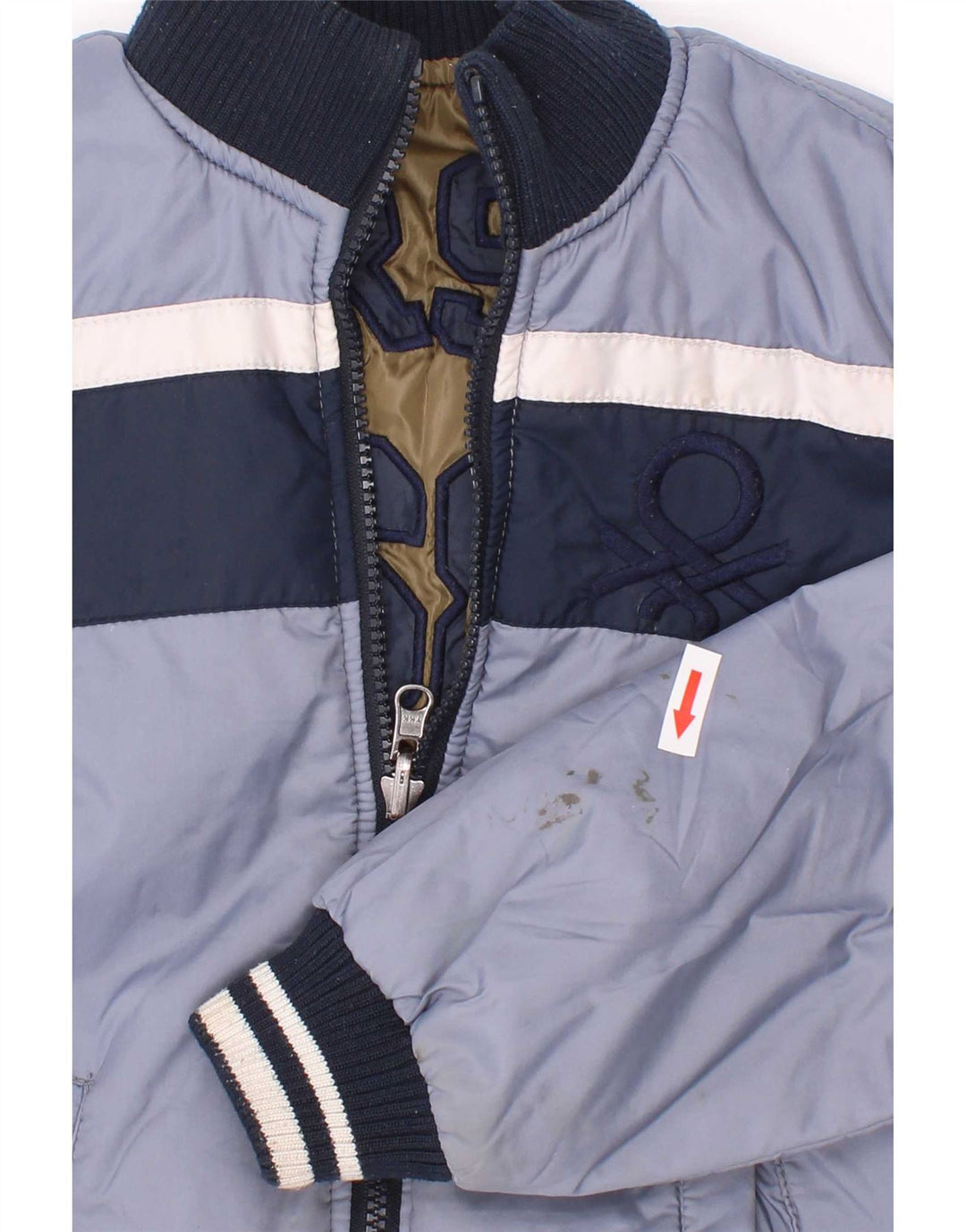 Jaqueta acolchoada gráfica Benetton Boys 7-8 anos azul médio colorblock
