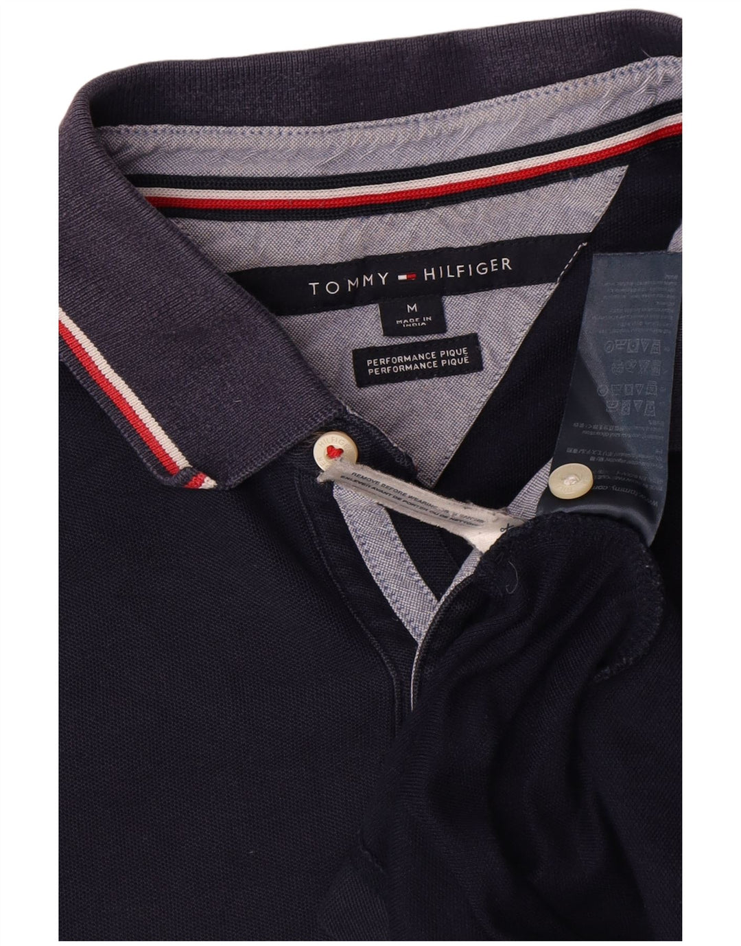 Camisa polo masculina Tommy Hilfiger média algodão azul marinho