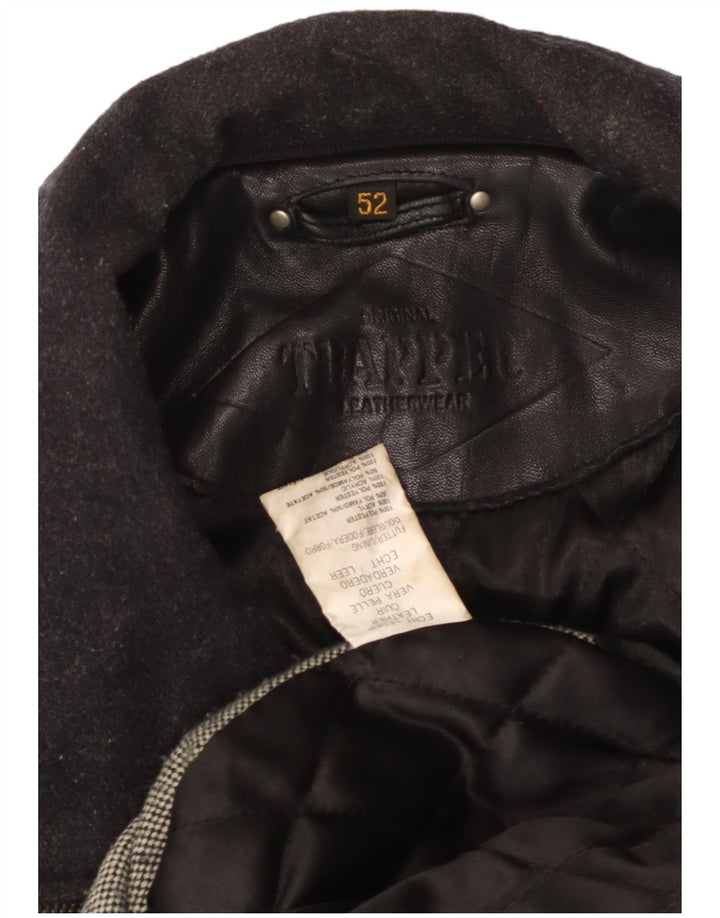 Jaqueta de couro masculina Trapper EU 52 XL couro preto