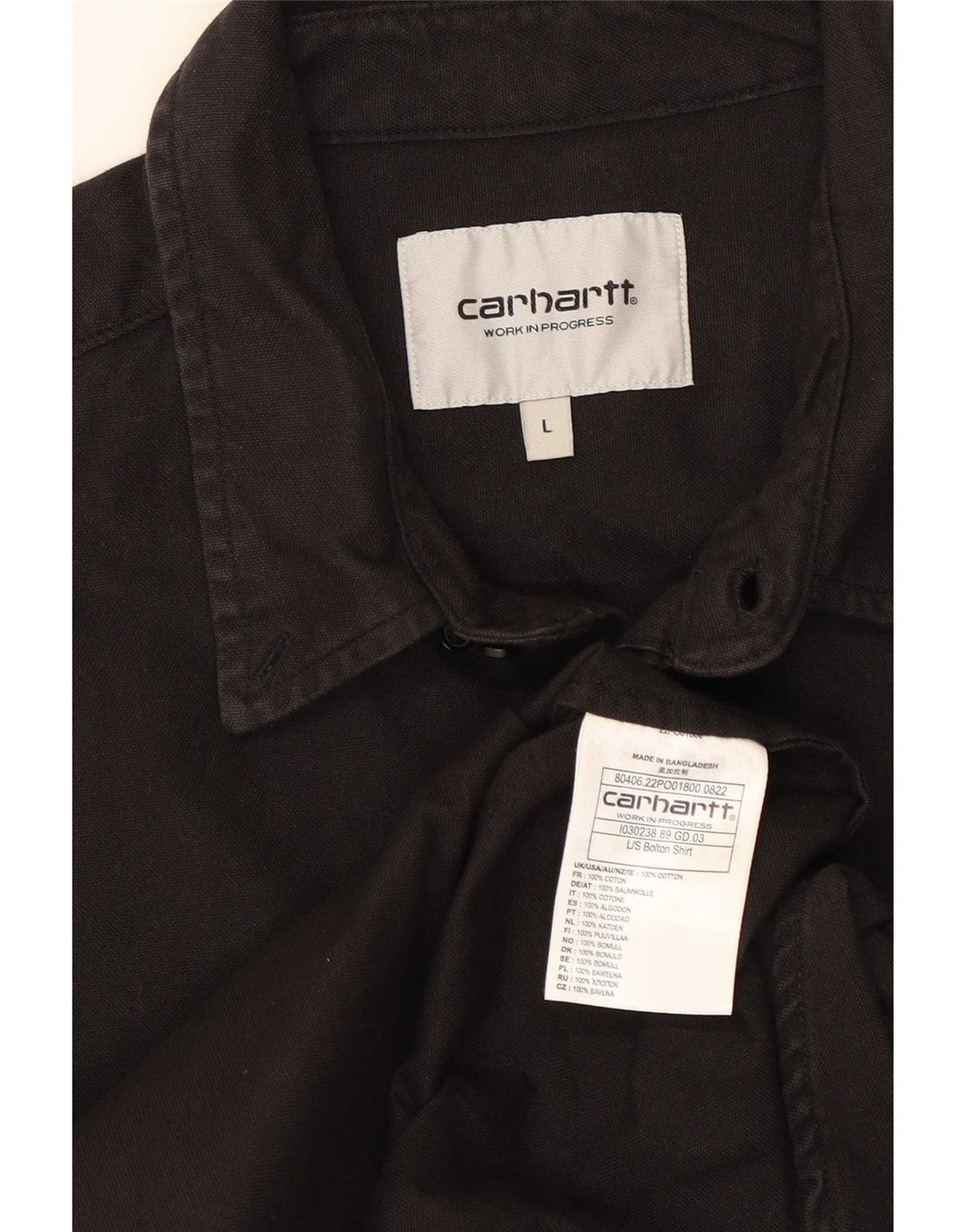 Camisa masculina Carhartt grande algodão preto