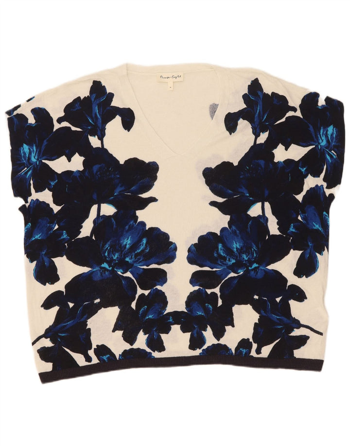 Blusa feminina oversized Phase Eight UK 14 viscose floral branca média