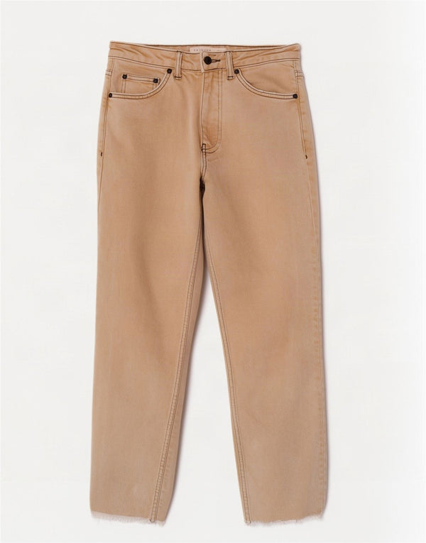 Jeans recortados femininos Topshop W26 L25 algodão bege