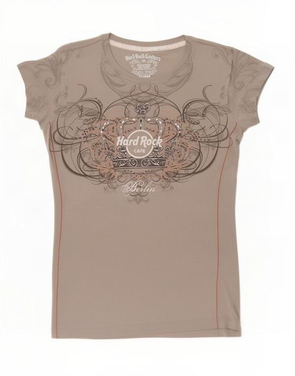 Camiseta feminina Hard Rock Cafe Berlin Graphic UK 6 XS algodão cinza