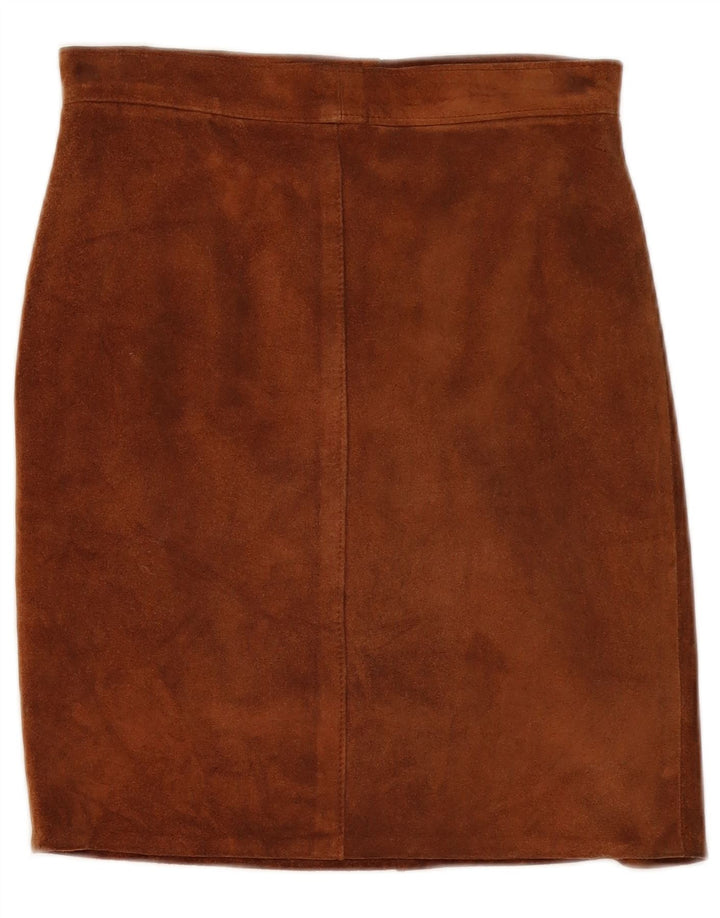 Saia feminina vintage de camurça pequena W27 couro marrom