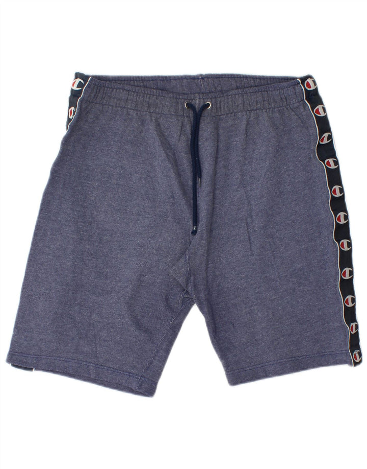 Shorts esportivos gráficos masculinos Champion pequeno bloco colorido azul