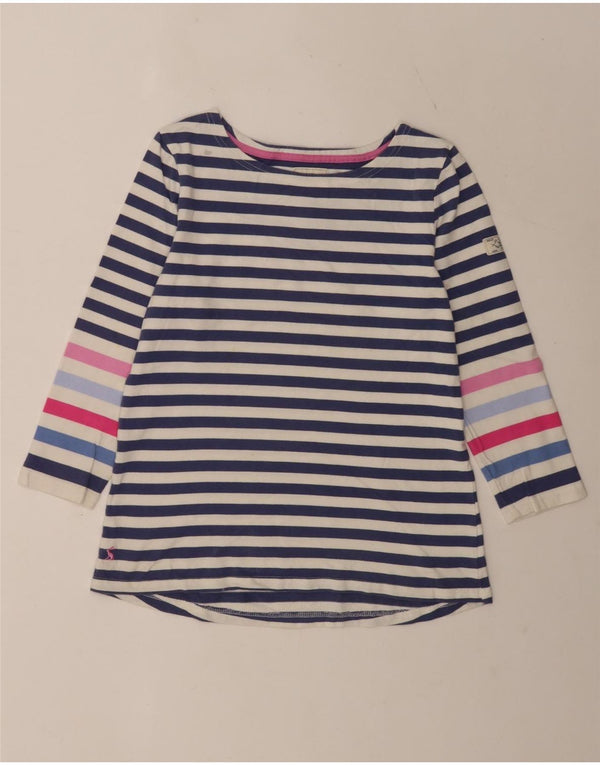 Joules Top feminino regular manga 3/4 Reino Unido 12 algodão listrado azul médio