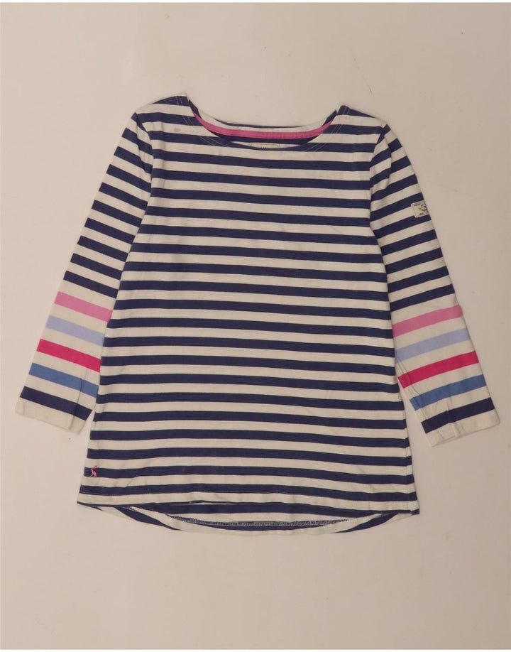 Joules Top feminino regular manga 3/4 Reino Unido 12 algodão listrado azul médio
